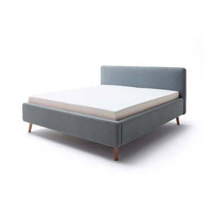 Sivomodrá čalúnená dvojlôžková posteľ s úložným priestorom s roštom 160x200 cm Mattis – Meise Möbel vyobraziť