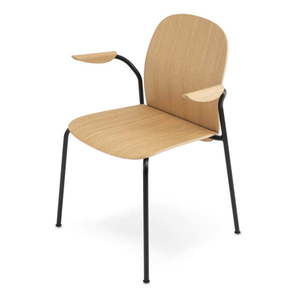 Jedálenské stoličky v súprave s podrúčkami/stohovateľné 2 ks v dekore duba v prírodnej farbe Book – Gazzda vyobraziť