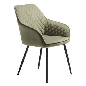 Khaki čalúnené jedálenské kreslo s podrúčkami Milton – Unique Furniture vyobraziť