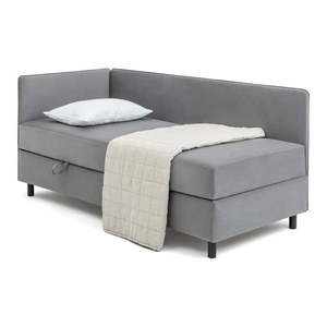 Sivá čalúnená jednolôžková posteľ s úložným priestorom s matracom 90x200 cm Avela – Bonami Selection vyobraziť