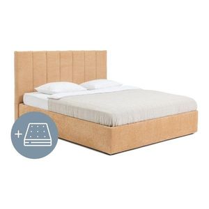 Čalúnená dvojlôžková posteľ s úložným priestorom s matracom/s roštom 180x200 cm v horčicovej farbe Thessa Bold Line – Bonami Selection vyobraziť