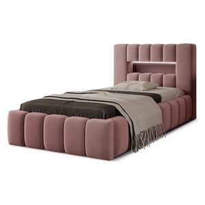 Ružová čalúnená jednolôžková posteľ s úložným priestorom s roštom 90x200 cm Lamica – ELTAP vyobraziť