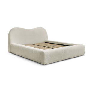 Béžová čalúnená dvojlôžková posteľ s úložným priestorom s roštom 180x200 cm Orlane – Bobochic Paris vyobraziť