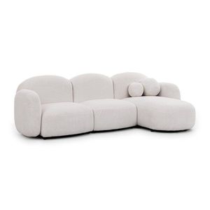 Krémovobiela rohová pohovka z textílie buklé (pravý roh/s leňoškou) Orbit – Ropez vyobraziť