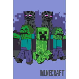 Fleecová detská deka 100x150 cm Minecraft "Mobs coming for you" – Jerry Fabrics vyobraziť