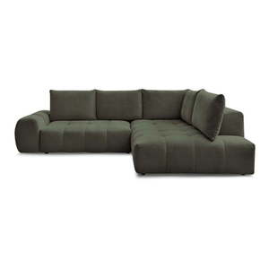 Zelená ženilková rozkladacia/s úložným priestorom rohová pohovka (pravý roh/do L) Everest – Bobochic Paris vyobraziť