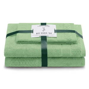 Svetlozelené froté bavlnené uteráky a osušky v súprave 3 ks Rubrum – Restilo vyobraziť