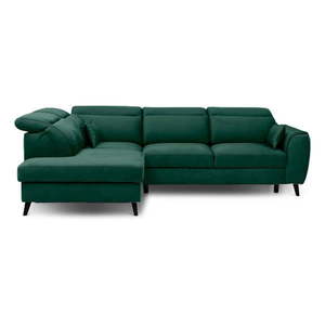 Zelená zamatová rozkladacia/s úložným priestorom rohová pohovka (ľavý roh/do L) Noble – ELTAP vyobraziť