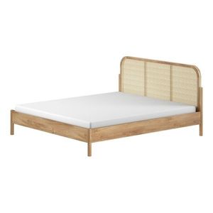 Dvojlôžková posteľ z dubového dreva bez roštu 180x200 cm v prírodnej farbe Olive Rotan – Vipack vyobraziť