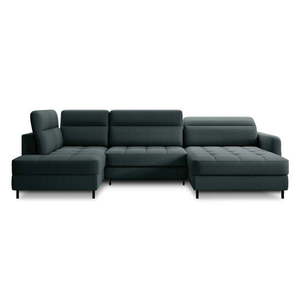 Zelená zamatová rozkladacia/s úložným priestorom rohová pohovka (ľavý roh/do tvaru "U") Berrto – ELTAP vyobraziť