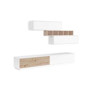 Carryhome OBÝVACIA STENA, biela, dub artisan vyobraziť