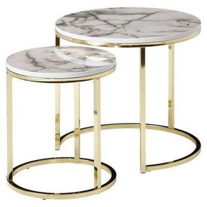 MID.YOU SADA PRÍRUČNÝCH STOLÍKOV, biela, zlatá vyobraziť