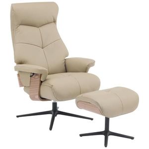 Livetastic RELAXAČNÉ KRESLO S PODNOŽKOU, drevo, textil, koža, taupe vyobraziť