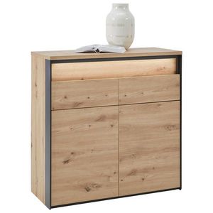 Voleo KOMODA, čierna, dub artisan, 88/88/38 cm vyobraziť