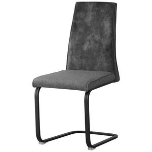 MID.YOU STOLIČKA S PRUŽNÝM PODNOŽÍM, mikrovlákno, vzhľad ľanu, tmavosivá vyobraziť