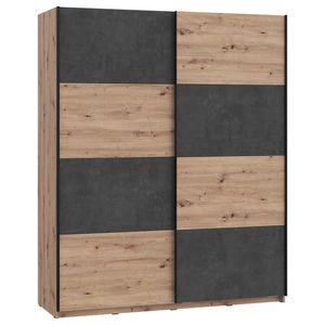 Carryhome ŠAT. SKRIŇA S POSUV. DVERAMI, tmavosivá, dub artisan, 170/210/61 cm vyobraziť