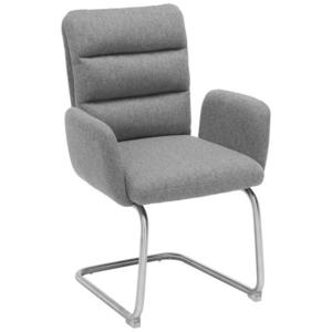 Novel STOLIČKA S PODRÚČKAMI, ušľachtilá oceľ, tkaná textília, sivá, farba ušľachtilej ocele vyobraziť