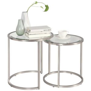 Xora SADA ZASÚVACÍCH STOLÍKOV, strieborná, kov, sklo, 46/41/46/41/48/43 cm vyobraziť