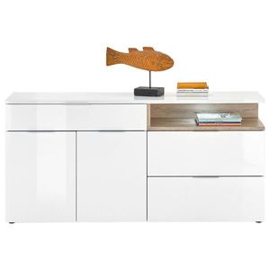 ŠIROKÁ KOMODA, farba duba, biela s vysokým leskom, 165/80/38 cm vyobraziť