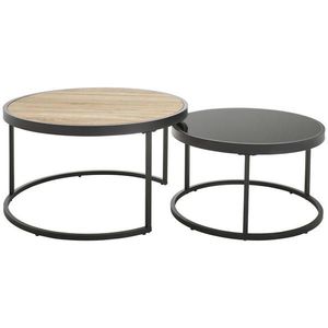 MID.YOU SADA KONFERENČNÝCH STOLÍKOV, čierna, farba duba, kov, sklo, kompozitné drevo, 65-80/65-80/38-40 cm vyobraziť