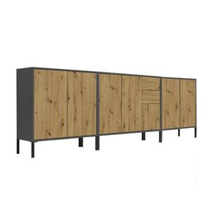 MID.YOU ŠIROKÁ KOMODA, antracitová, dub artisan, 263, 5/86/33 cm vyobraziť