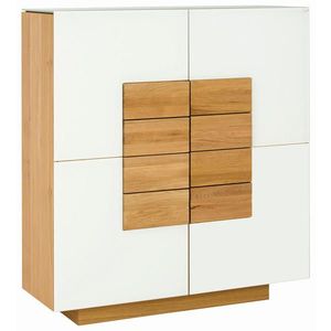 Voglauer VYSOKÁ KOMODA, divoký dub, biela, farba duba, 128/138/43 cm vyobraziť