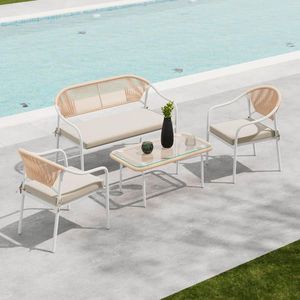 Ambia Garden SÚPRAVA ZÁHRADNÉHO NÁBYTKU 4-dielne, kov, plast, sklo, textil vyobraziť