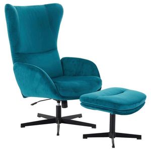 Hom`in RELAXAČNÉ KRESLO S PODNOŽKOU, kov, textil, petrolejová vyobraziť