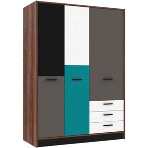 Carryhome ŠATNÍKOVÁ SKRIŇA, sivá, zelená, čierna, biela, farba duba, 144/200/60 cm vyobraziť