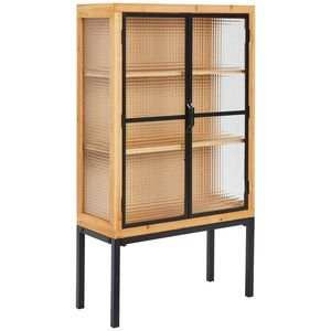 MID.YOU VITRÍNA, jedľa, prírodná farba, čierna, 80/145/35 cm vyobraziť