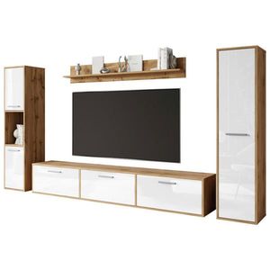 MID.YOU OBÝVACIA STENA, dub wotan, biela s vysokým leskom vyobraziť