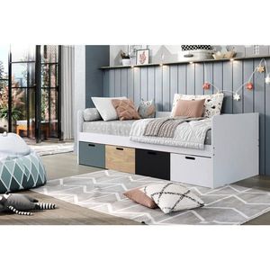 MID.YOU POSTEĽ S ÚLOŽNÝM PRIESTOROM, 90/200 cm sivá, prírodná farba, čierna vyobraziť