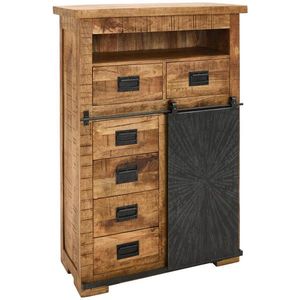 Ambia Home VYSOKÁ KOMODA, mangové drevo, prírodná farba, čierna, 90/130/40 cm vyobraziť