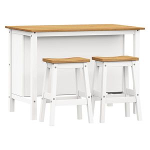 Kuchynský ostrovček + 2 barové stoličky CORONA 2 biely vosk/vosk vyobraziť