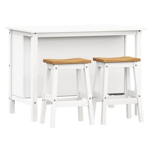 Kuchynský ostrovček + 2 barové stoličky CORONA 2 biely vosk/vosk vyobraziť