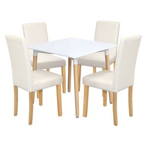 Jedálenský stôl UNO 80x80 biely + 4 stoličky PRIMA biela/svetlé nohy vyobraziť