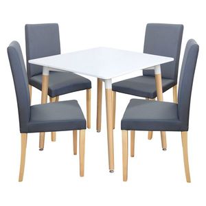 Jedálenský stôl UNO 80x80 biely + 4 stoličky PRIMA sivá/svetlé nohy vyobraziť
