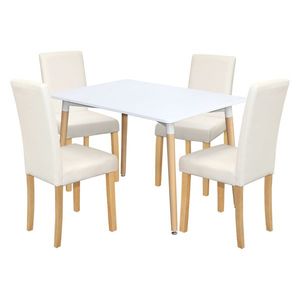 Jedálenský stôl UNO 120x80 biely + 4 stoličky PRIMA biela/svetlé nohy vyobraziť