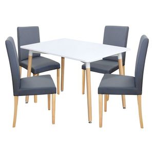 Jedálenský stôl UNO 120x80 biely + 4 stoličky PRIMA sivá/svetlé nohy vyobraziť