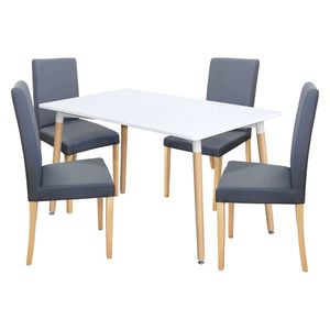 Jedálenský stôl UNO 140x90 biely + 4 stoličky PRIMA sivá/svetlé nohy vyobraziť