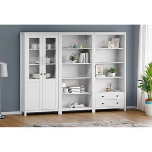 Zostava knižníc TORINO biela, kovové úchytky vyobraziť