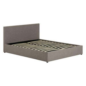 Sivá čalúnená dvojlôžková posteľ s úložným priestorom s roštom 180x200 cm Nahiri – Kave Home vyobraziť