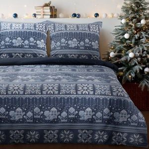ArtFir Vianočné obliečky na jednolôžko FJORD | tmavomodrá/biela 140 x 200 cm vyobraziť