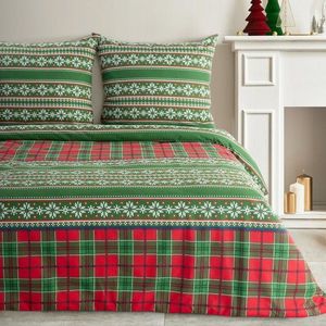 ArtFir Vianočné obliečky na jednolôžko AURORA | zelená/červená 140 x 200 cm vyobraziť
