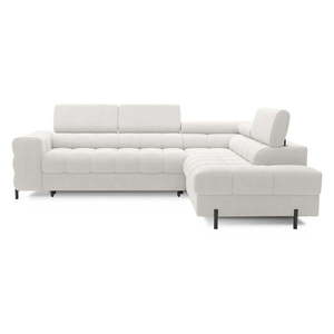 Krémovobiela rozkladacia/s úložným priestorom rohová pohovka z textílie buklé (pravý roh/do L) Ferucce – ELTAP vyobraziť