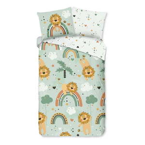 Zelené bavlnené detské obliečky na jednolôžko/predĺžené 140x220 cm Lions – Good Morning vyobraziť