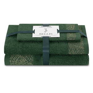 Tmavozelené froté bavlnené uteráky a osušky v súprave 3 ks Bellis – Restilo vyobraziť