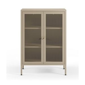 Krémovobiela kovová skrinka 70x100x40 cm Fayna – Marckeric vyobraziť