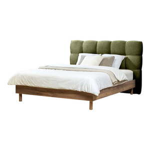Zelená čalúnená dvojlôžková posteľ s roštom 160x200 cm Kumo – Bobochic Paris vyobraziť