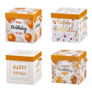 Darčeková krabička so stuhou TORO 15x15x15cm happy birthday vyobraziť